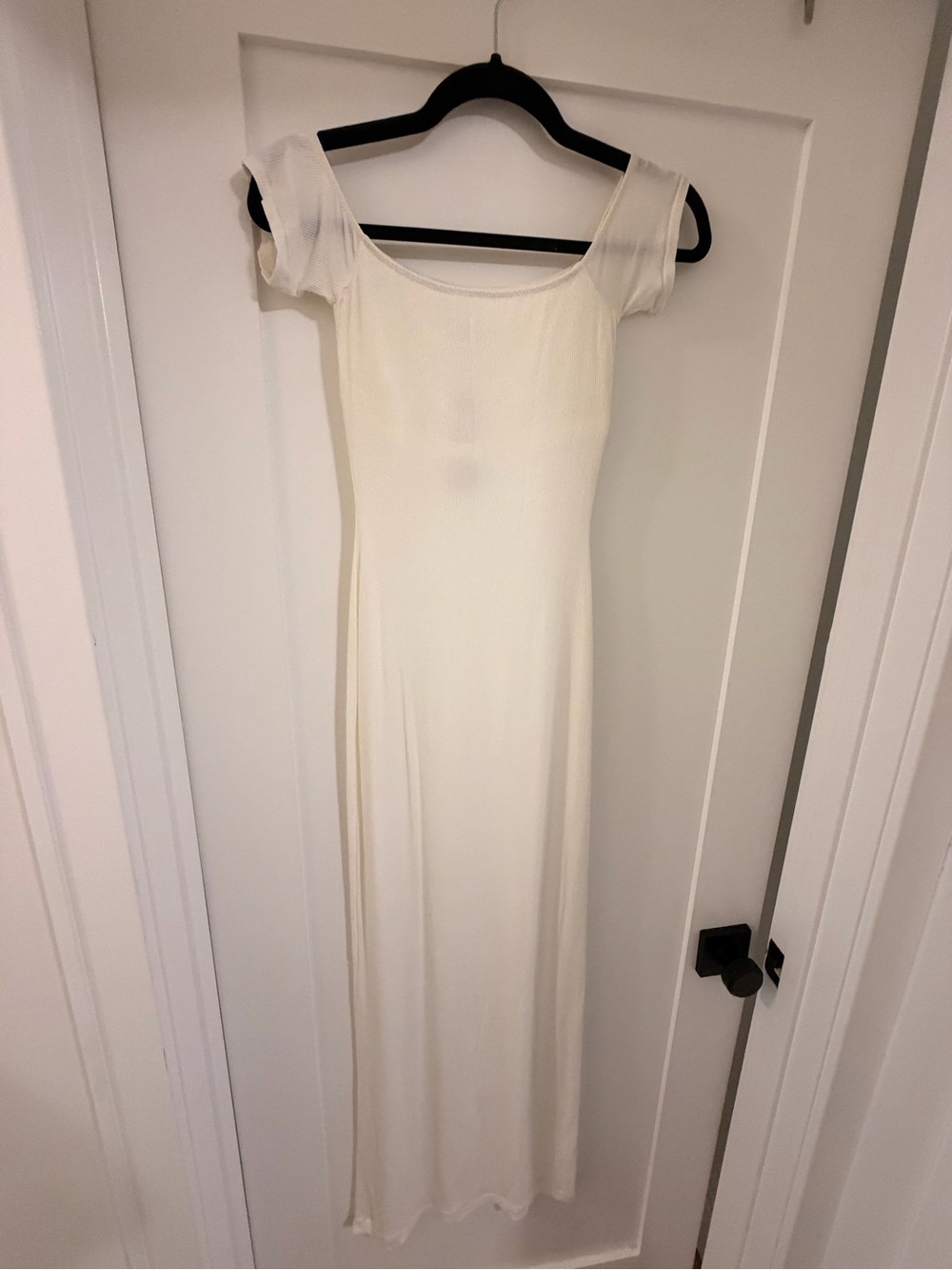 SKIMS Cream Off-Shoulder Maxi Dress